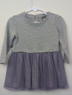 Tea Collection Gray/Purple Dress 12-18M GUC